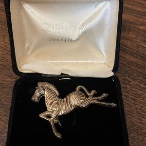 Waterfall vintage sterling silver brooche / pin zebra